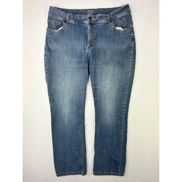 Riders by Lee Denim - Riders by Lee Womens 18WM Medium Wash Straight Leg Jeans Blue Denim Stretch